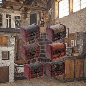 प्राचीन लकड़ी के खजाने बॉक्स और आभूषण मामले यादृच्छिक शैली पॉलिश क्रिसमस छाती घर सजावट पैटर्न लकड़ी से बनी पेंटिंग - Product Image 4