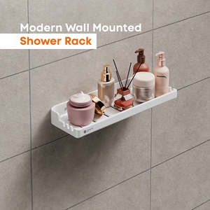 Ventilated <b>Shower</b> Rack Wall Mounted Dual Layer Metal Holder Heavy Duty Bathroom Storage Caddy Dual Tier Hardware Silver Finish - Product Image 2