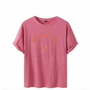 T-shirt tendance rose à manches courtes pour homme, col rond, coupe classique, vintage, 100 % coton jersey, respirant, séchage rapide - Product Image 1