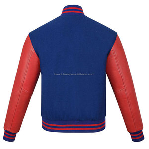Chaqueta Universitaria Personalizada de Lana Melton con Mangas de Cuero Genuino, Chaqueta Bomber Letterman de Alta Calidad OEM WVJ-0027 - Product Image 3