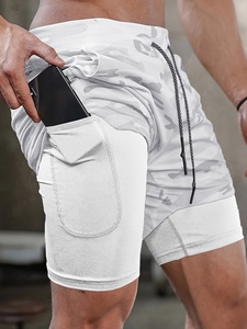 Shorts pour hommes à imprimé camouflage blanc, séchage rapide, avec cordon de serrage et poches, vêtements de sport décontractés - Product Image 5
