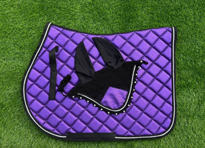 Tapis de selle équestre en maille respirante avec doublure scintillante, taille complète, tapis de selle en maille équestre avec bonnet assorti - Product Image 2