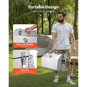 3-Burner Stainless Steel Tabletop Gas Grill Portable Propane <b>BBQ</b> with Built-In Thermometer Weatherproof Lid Travel Locks - Product Image 4