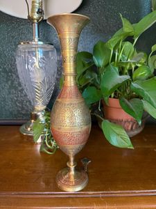 Modern Handmade Brass and <b>Copper</b> Flower <b>Vase</b> Minimalist Design Home Ornament for Living Room - Product Image 4