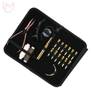Hair Extension <b>Tools</b> Kit Rose Gold Flat Beads Crimping Plier Gold Duckbill Sectioning Clips C-Shape Needles Wig <b>Thread</b> Stainless - Product Image 1