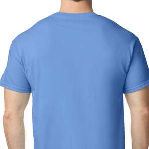 เสื้อยืดผู้ชายสีน้ำเงิน ผ้าฝ้ายพรีเมียม คอกลม แขนสั้น สไตล์ลำลอง เสื้อเปล่าสำหรับสกรีนโลโก้ ขายส่งเสื้อผ้า - Product Image 4