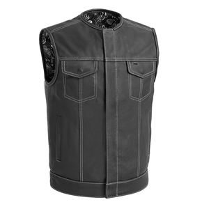 Gilets en cuir très demandés, gilets en cuir personnalisés pour hommes, gilets de motard en cuir véritable pour hommes - Product Image 1
