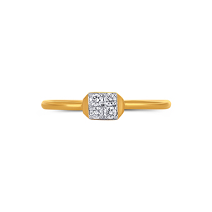 Bague de luxe en or jaune avec diamant rond taillé et accent pavé de diamants 0,35 ct, bande gravée haut de gamme - Product Image 3