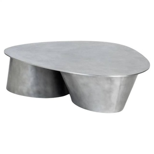 Table basse sculpturale moderne en acier inoxydable, table basse de forme organique, table basse en métal de luxe, contemporaine - Product Image 4