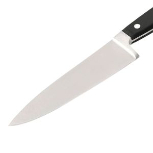 Couteaux de chef à lame argentée et manche noir avec triple rivet, bord de coupe large pour la préparation des légumes, de la viande et des aliments en cuisine - Product Image 3