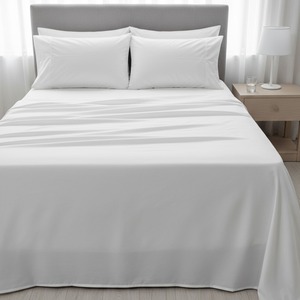 Premium Quality Ivory <b>Cloud</b> 300 TC Pure Bamboo Solid Bedsheet for Hotel Home and Bedroom Available for Export Price - Product Image 1