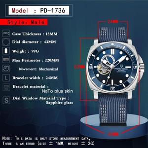 Reloj Mecánico Automático Personalizado Pagani Design PD-1736 OEM ODM para Hombre, Zafiro, 200M Resistente al Agua, Correa de Nailon, Luminoso - Product Image 6