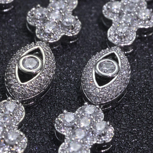 Women's S925 Silver Rhodium Plated Lab Grown Diamond Eye and Cross <b>Statement</b> <b>Necklace</b> Chains Link Chain Luxury Wedding Jewelry - Product Image 4