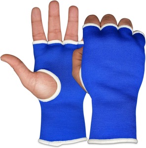 Blue Half Finger Training Gloves <b>Nylon</b> <b>Slip</b>-On Unisex for Martial Arts Sparring 14 Years & Up - Product Image 5