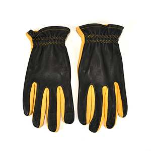Guantes de cuero para conducir en negro y dorado - Product Image 1