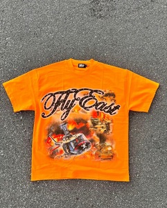 T-shirt graphique surdimensionné en coton épais de qualité supérieure, style streetwear vintage, décontracté, avec strass personnalisés - Product Image 6