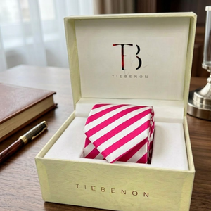 Candy Pink Stripe <b>Polyester</b> <b>Tie</b> for Men | Elegant Woven Necktie | Formal Business Wedding Party | Gift Stylish Durable Accessory - Product Image 3