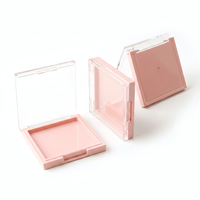 Palette vide carrée pour fards à paupières et blush, couvercle transparent, en plastique AB, estampage, portable, pour conteneur cosmétique personnalisé sous marque privée