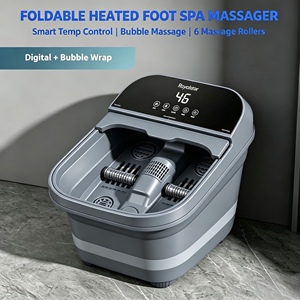 เครื่องนวดเท้าไฟฟ้าแบบพับได้พร้อมลูกกลิ้ง 6 ลูกและระบบนวดฟองอากาศ อ่างแช่เท้าแบบพกพา - Product Image 2