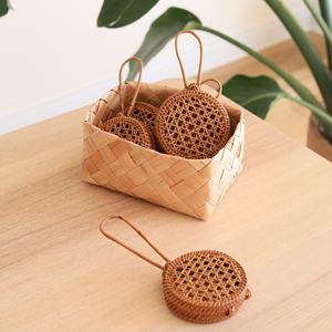 Round rattan handbags kids accessories cute purses for children handwoven <b>small</b> size <b>basket</b> - Product Image 5