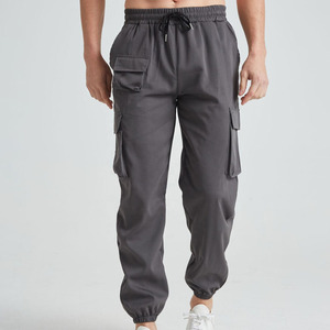 Men's Brown <b>Cargo</b> Jogger Pants Elastic Waist Drawstring Closure Multiple Pockets Casual <b>Stretch</b> Breathable Autumn Wear - Product Image 3