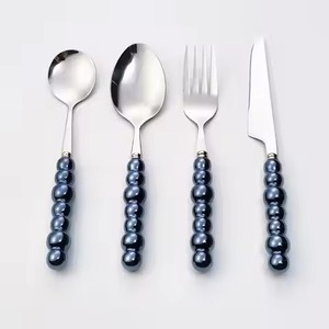 Juego de Cubiertos de Metal con Diseño de Bambú, Aptos para Lavavajillas, Utensilios para Servir en Fiestas, Diseño Colorido - Product Image 3