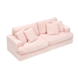Divano da soggiorno a 3 posti in velluto a coste da 88,58 pollici, spazioso e confortevole, con 4 eleganti cuscini coordinati nei colori - Product Image 6
