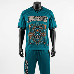 Premium 180 GSM polyester mesh jersey and pant <b>set</b> men teal black breathable athletic wear sublimation logo short <b>set</b> for men's - Product Image 4