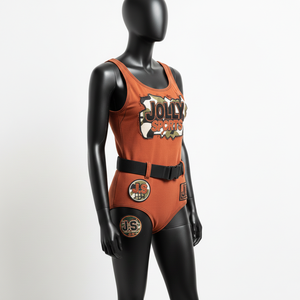 ชุดอาบน้ำผ้าโพลีเอสเตอร์ผสมสแปนเด็กซ์เนื้อนุ่มยืดหยุ่น 220 GSM สีส้มสนิม พร้อมแผ่นผ้าคาดเอว  รับสกรีนโลโก้สำหรับชุดว่ายน้ำผู้หญิง - Product Image 6