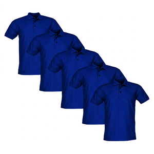 เสื้อโปโลแขนสั้นสีดำสำหรับผู้ชาย ทรงปกติ ผ้าถัก สีพื้น สไตล์ลำลอง ดีไซน์ติดกระดุม - Product Image 2