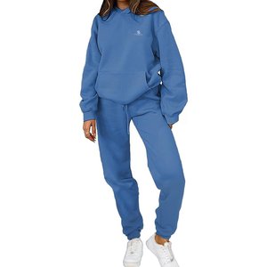 Conjunto de Sudadera con Capucha y Pantalones de Forro Polar Oversize para Mujer, Chándal de Algodón, Sudadera Holgada Informal de Color Liso - Product Image 1