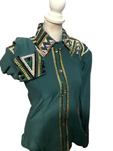 Tela de tafetán elástica hecha a mano Cowgirl Western Show Shirt para ropa ecuestre y equitación - Product Image 4