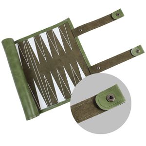 AQDAS INDUSTRIES Foldable <b>Backgammon</b> <b>Set</b> Green White Triangles Storage Zipper Pocket Outdoor Unisex Playing Game Customized Logo - Product Image 4