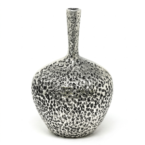 Handmade <b>Silver</b> Brutalist Metal Vase - Distinct <b>Stacked</b> <b>Ring</b> Textured Aluminum Floral Centerpiece for Luxury Home Decor - Product Image 4