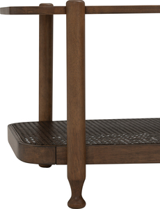 โต๊ะกาแฟทรงกลม ไม้โอ๊คมาเลเซีย หน้าโต๊ะไม้เนื้อแข็ง พร้อมชั้นวางด้านล่างหวายสังเคราะห์ รุ่นโต๊ะกาแฟ ดีไซน์ร่วมสมัย - Product Image 3