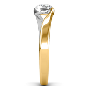 Bague de fiançailles en diamant de laboratoire taille ronde, design unique, avec métal bicolore, classique solitaire en forme de bypass en or massif 14 carats - Product Image 2