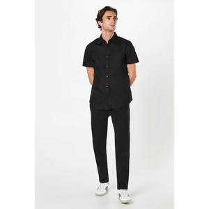 Chemise en lin blanc à manches longues pour homme, style décontracté chic, col carré ample, couleur unie, respirante, teinte unie - Product Image 1