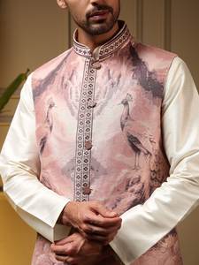 <b>Men's</b> Silk Festive Nehru <b>Jacket</b> & Kurta Set with Matching Bottom <b>for</b> Diwali Wedding Parties & Traditional Occasions (Ramadan) - Product Image 3