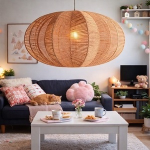 Lámpara de Noche de Bambú Industrial, Elegante y Funcional, Tejida a Mano, Ecológica, para Sala de Estar, Muebles para el Hogar - Product Image 1