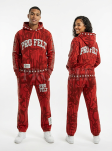 Conjunto Deportivo de Dos Piezas con Capucha para Hombre, Estilo Urbano, Invernal, Estampado, Color Liso, Tejido de Algodón Transpirable, a la Moda - Product Image 5