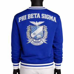 เสื้อฮู้ดผู้ชายสีน้ำเงินรอยัล แบรนด์ Phi Beta Sigma คอตั้ง ผ้าฟลีซ ทรงปกติ แบบถัก ลายพิมพ์แบบ Patchwork เป็นมิตรต่อสิ่งแวดล้อม - Product Image 5