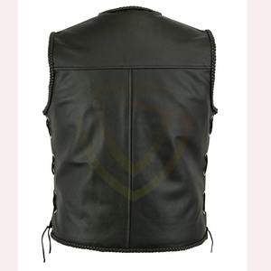 Nuevo Chaleco de Cuero Genuino Personalizado a la Moda, Chaleco Casual con Cuello en V, Chaleco de Motociclista sin Mangas para Hombre - Product Image 2
