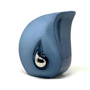 Urna Funeraria Azul en Forma de Lágrima para Cenizas Humanas Adultas, Diseño Decorativo Personalizable, Urna Conmemorativa en Forma de Lágrima para Cenizas Masculinas - Product Image 1