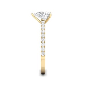 แหวนหมั้นเพชรทรงลูกแพร์ 1.15 กะรัต ทองคำขาว 14K ประดับเพชรเพทายแบบปาเว่ แหวนเจ้าสาวแบบโซลิแทร์ - Product Image 6