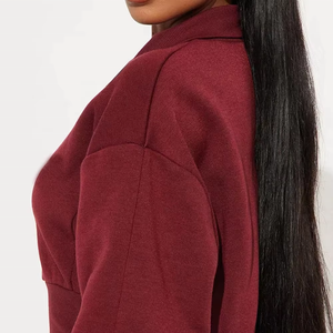 เสื้อฮู้ดแขนยาวขนาดใหญ่พิเศษมีสไตล์เสื้อใส่วิ่งเข้ายิมสำหรับผู้หญิงเสื้อมีฮู้ดคอพับลง - Product Image 4