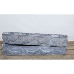 Rustic Galvanized Metal Planter with Iron Lattice Cage Decorative Long Garden <b>Flower</b> <b>Box</b> for Patio, Vintage Style Decor Planters - Product Image 2