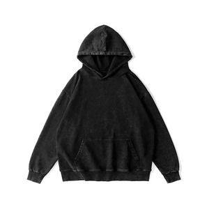 Sweat-shirt à capuche vintage marron délavé pour homme, en molleton épais, coupe oversize, style streetwear hip-hop, anti-boulochage - Product Image 2