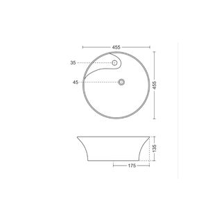 Modern rectangular wall hung ceramic wash basin 455x455x135mm glossy white floating bathroom sink with half pedestal - Product Image 6