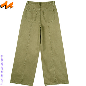 Vaqueros de mujer de pierna ancha, cintura alta, estampados, holgados, transpirables para todas las estaciones, 100% algodón, 8.55 oz - Product Image 3