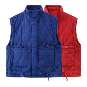 Chaqueta Varsity de Satén de Algodón para Mujer, Lavada, Transpirable, Sin Mangas, con Cremallera y Cuello Vuelto, Estilo Casual de Primavera, Venta al por Mayor - Product Image 1